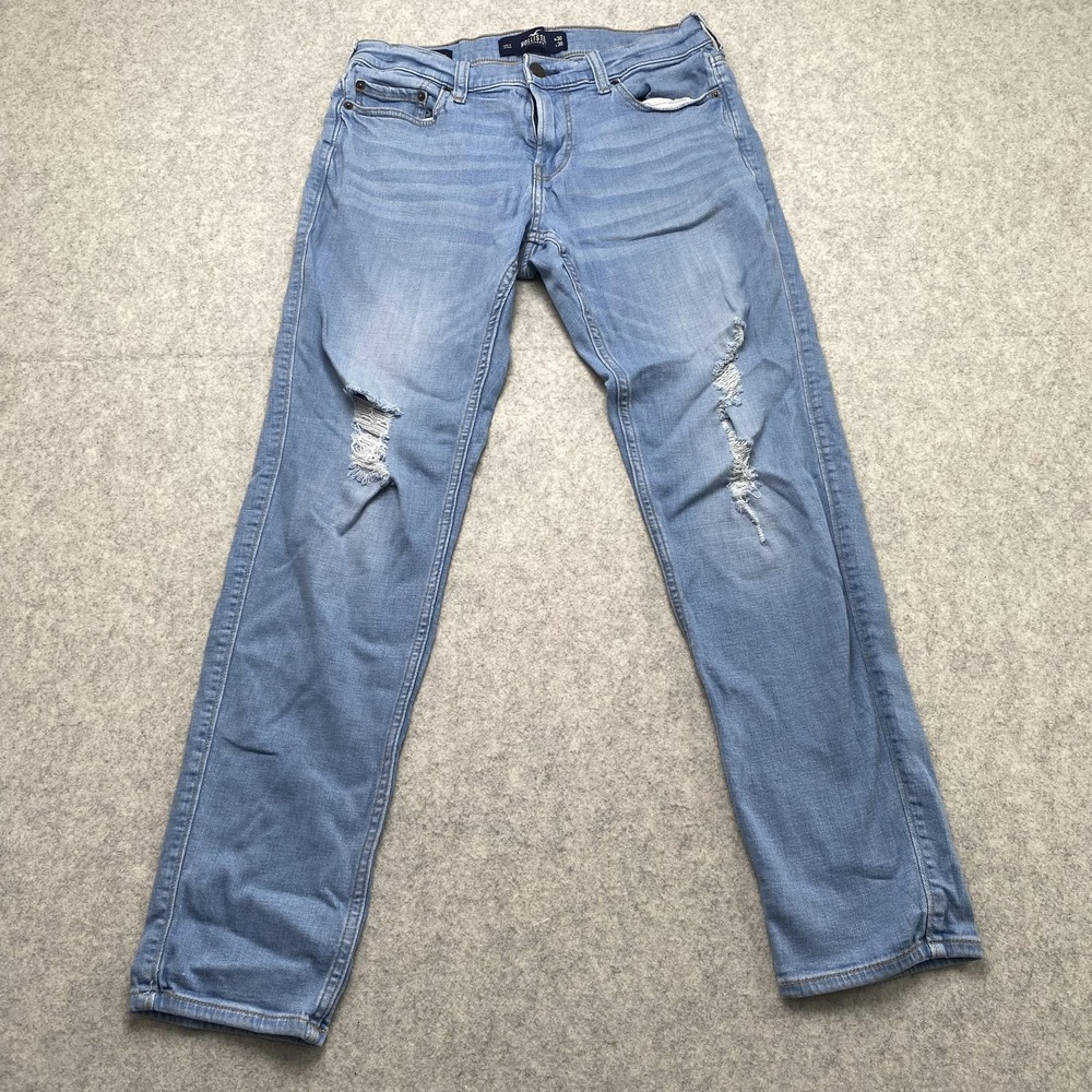 Hollister Advanced Stretch Skinny Jeans Mens 30x30 (28x27) Blue Wash Distressed
